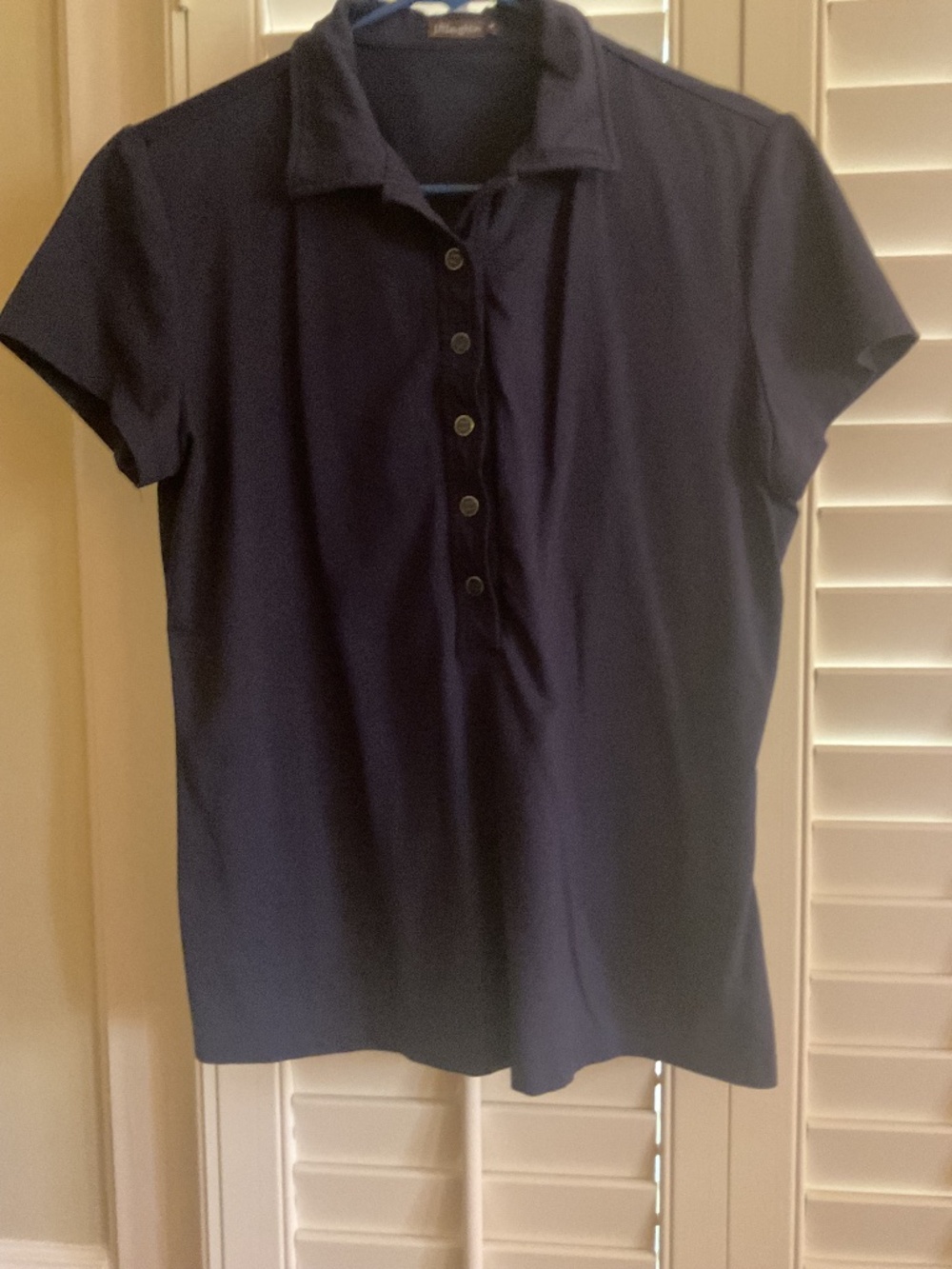 J.McLaughlin Navy Court Cap Sleeve Polo  Medium